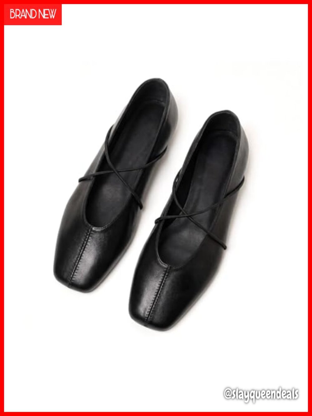 Womens Square Toe Ballet Flats Criss Cross Strap Comfortable Work Shoes